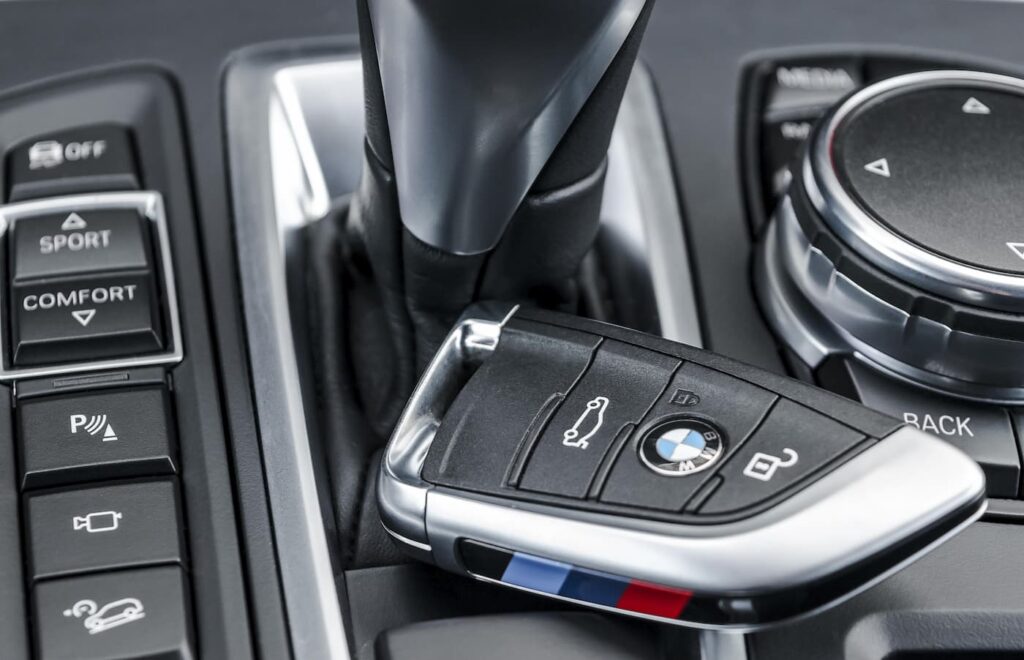 BMW key on a car clutch