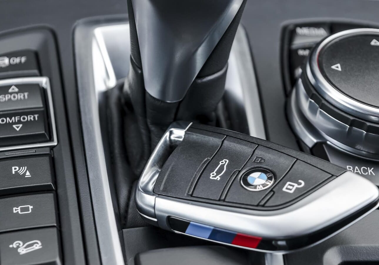 BMW key on a car clutch